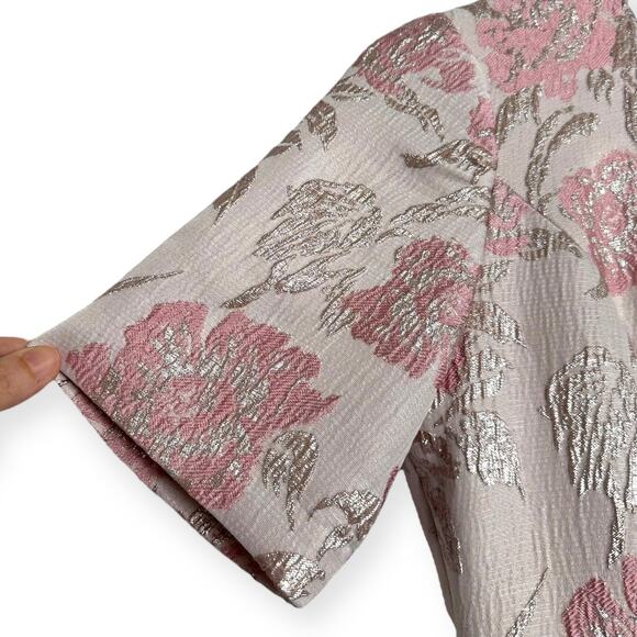 Gal Meets Glam Adair Pink Metallic Floral Print Fit N Flare Dress Womens Size 4P - Picture 5 of 11